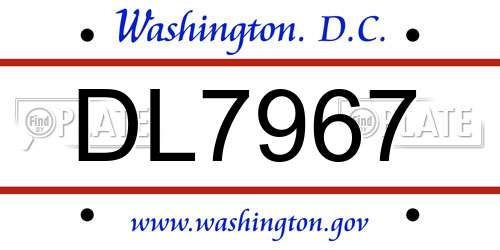 DL7967 District Of Columbia License Plate