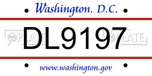 DL9197 District Of Columbia License Plate