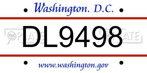 DL9498 District Of Columbia License Plate