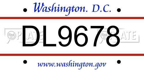 DL9678 District Of Columbia License Plate