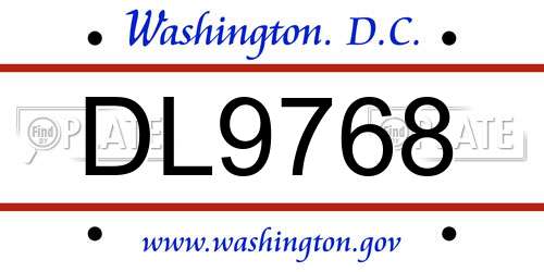 DL9768 District Of Columbia License Plate