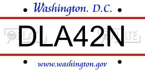 DLA42N District Of Columbia License Plate