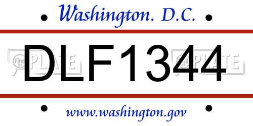 DLF1344 District Of Columbia License Plate