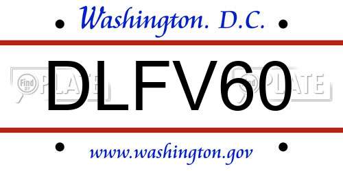 DLFV60 District Of Columbia License Plate