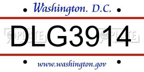 DLG3914 District Of Columbia License Plate
