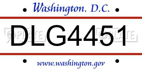 DLG4451 District Of Columbia License Plate