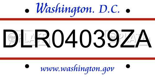 DLR04039ZA District Of Columbia License Plate