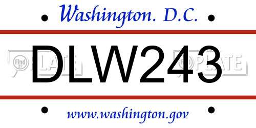 DLW243 District Of Columbia License Plate
