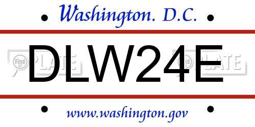 DLW24E District Of Columbia License Plate