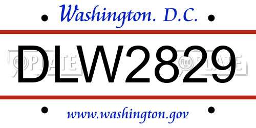 DLW2829 District Of Columbia License Plate