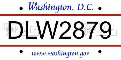 DLW2879 District Of Columbia License Plate