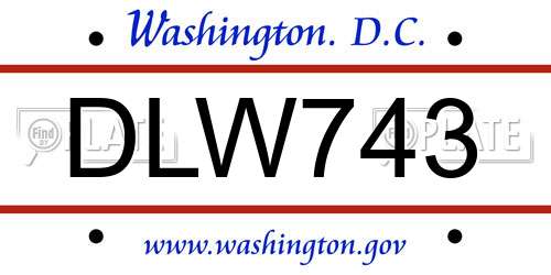 DLW743 District Of Columbia License Plate