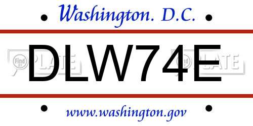 DLW74E District Of Columbia License Plate