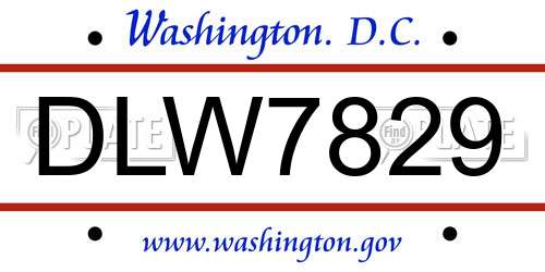 DLW7829 District Of Columbia License Plate