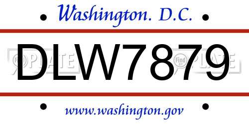 DLW7879 District Of Columbia License Plate