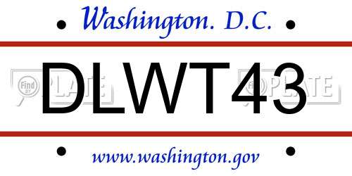 DLWT43 District Of Columbia License Plate