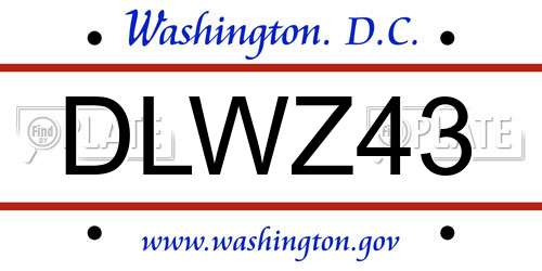 DLWZ43 District Of Columbia License Plate