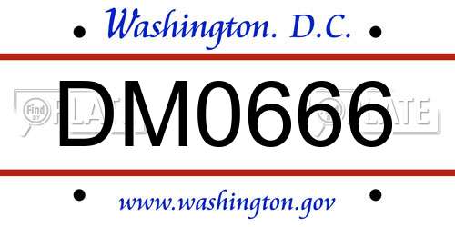 DM0666 District Of Columbia License Plate