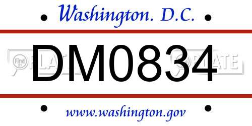 DM0834 District Of Columbia License Plate