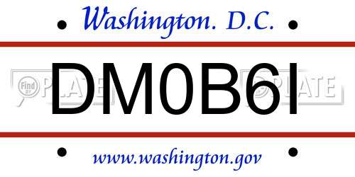 DM0B6I District Of Columbia License Plate