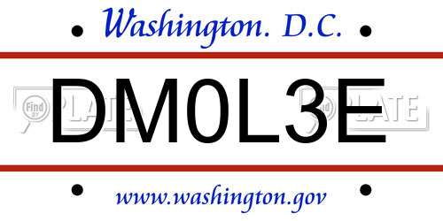 DM0L3E District Of Columbia License Plate