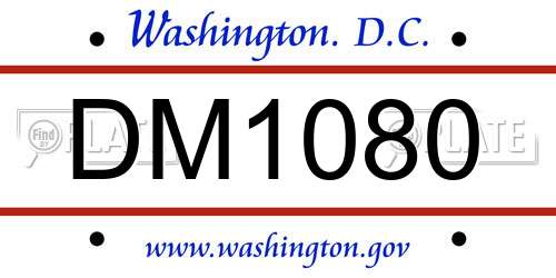 DM1080 District Of Columbia License Plate