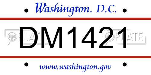 DM1421 District Of Columbia License Plate