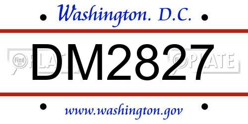 DM2827 District Of Columbia License Plate