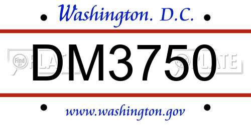 DM3750 District Of Columbia License Plate