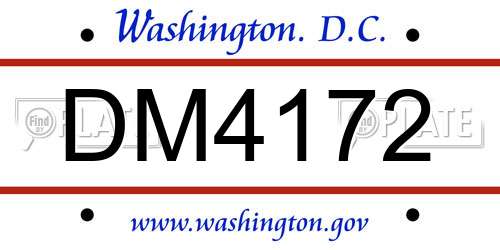 DM4172 District Of Columbia License Plate