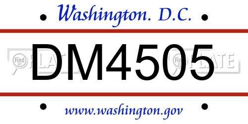 DM4505 District Of Columbia License Plate
