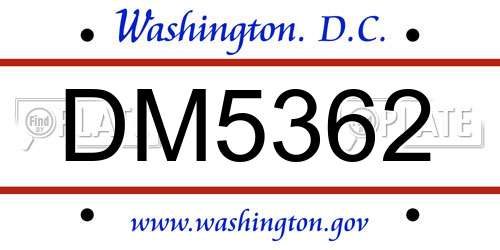 DM5362 District Of Columbia License Plate