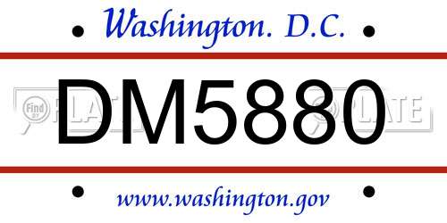 DM5880 District Of Columbia License Plate