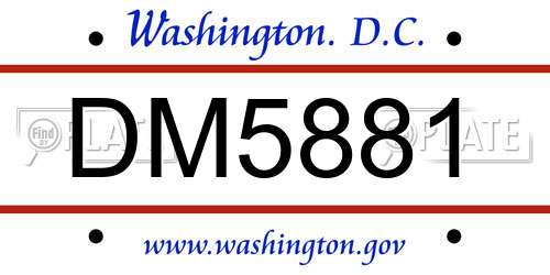 DM5881 District Of Columbia License Plate