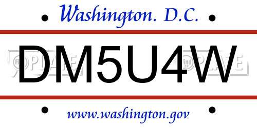 DM5U4W District Of Columbia License Plate