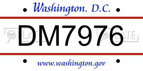DM7976 District Of Columbia License Plate