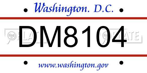 DM8104 District Of Columbia License Plate