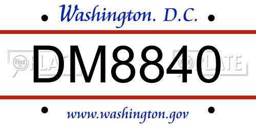DM8840 District Of Columbia License Plate