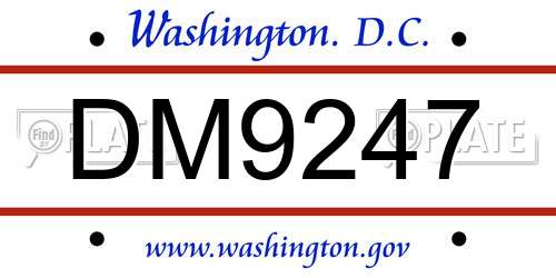 DM9247 District Of Columbia License Plate