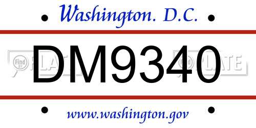 DM9340 District Of Columbia License Plate
