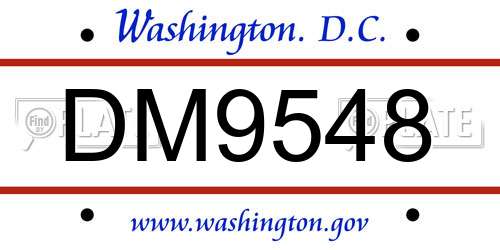 DM9548 District Of Columbia License Plate