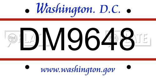 DM9648 District Of Columbia License Plate