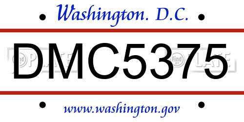 DMC5375 District Of Columbia License Plate
