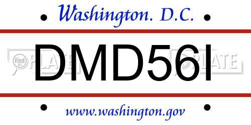 DMD56I District Of Columbia License Plate