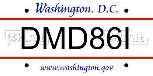 DMD86I District Of Columbia License Plate
