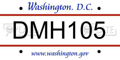 DMH105 District Of Columbia License Plate