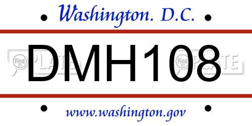 DMH108 District Of Columbia License Plate