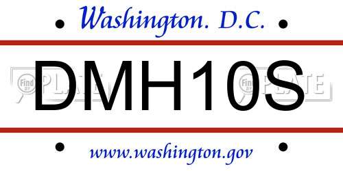 DMH10S District Of Columbia License Plate