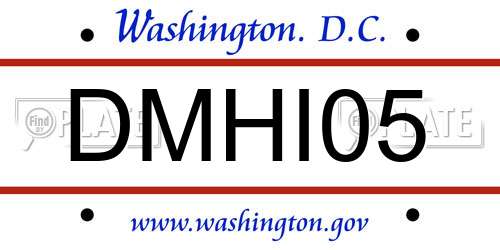 DMHI05 District Of Columbia License Plate
