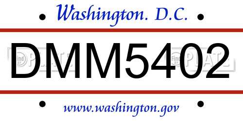 DMM5402 District Of Columbia License Plate